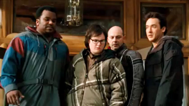 Left to right: Craig Robinson, Clark Duke, Rob Corddry, and John Cusack in Hot Tub Time Machine