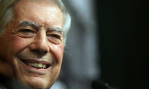 Mario Vargas Llosa at the press conference in NY after learning of his award. Photograph: Mario Tama/Getty Images