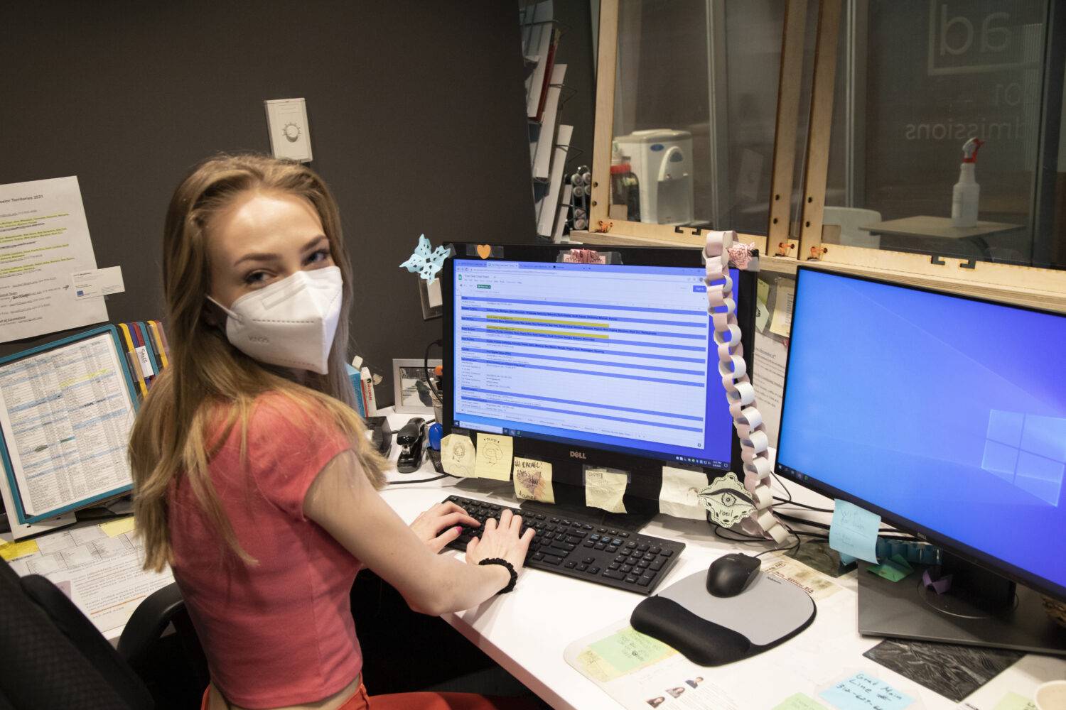 sammi working at front desk